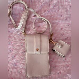 Mali + Lili Cream Vegan Leather Phone Crossbody & Earbud Case